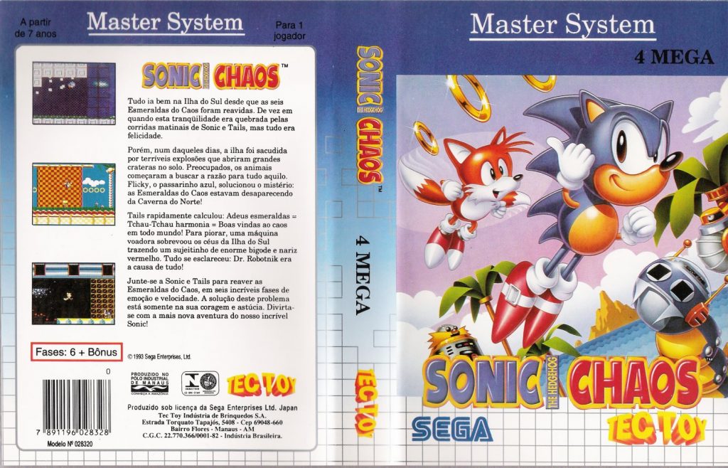 Sonic Chaos Original Tectoy Master System - Loja Fisica Rj 